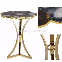 CANOSA natural color agate coverd coffee table with golden stainless steel